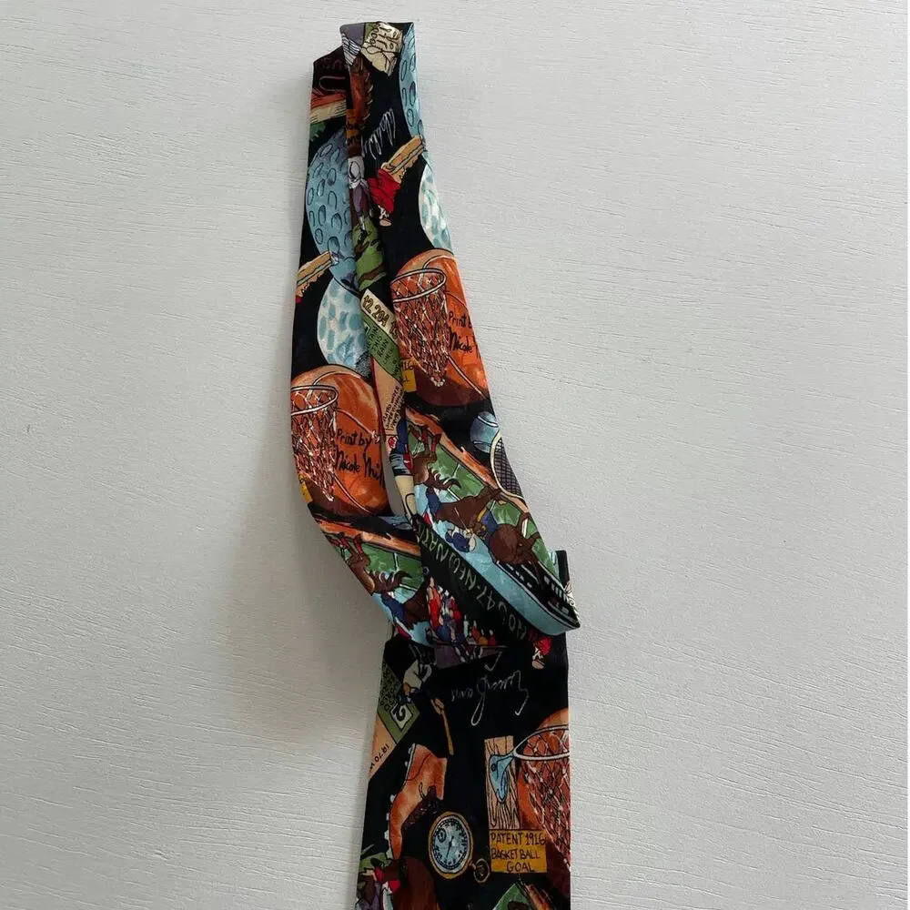 Nicole Miller Vintage 90s Men's Sports Tie NFL MLB NBA 100% Silk Novelty